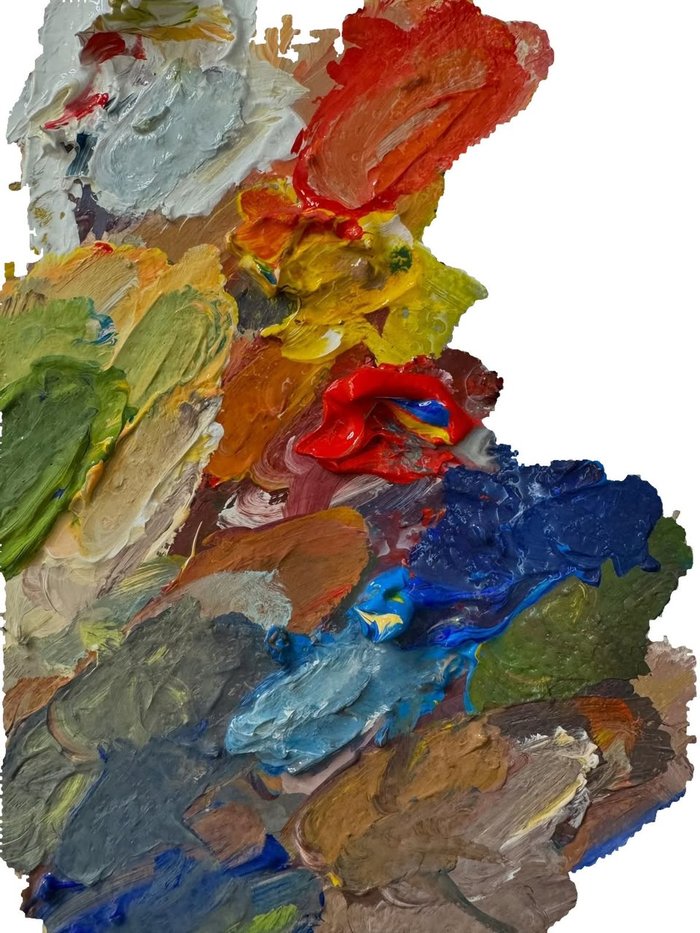 Close-up of mixed oil paint on a palette